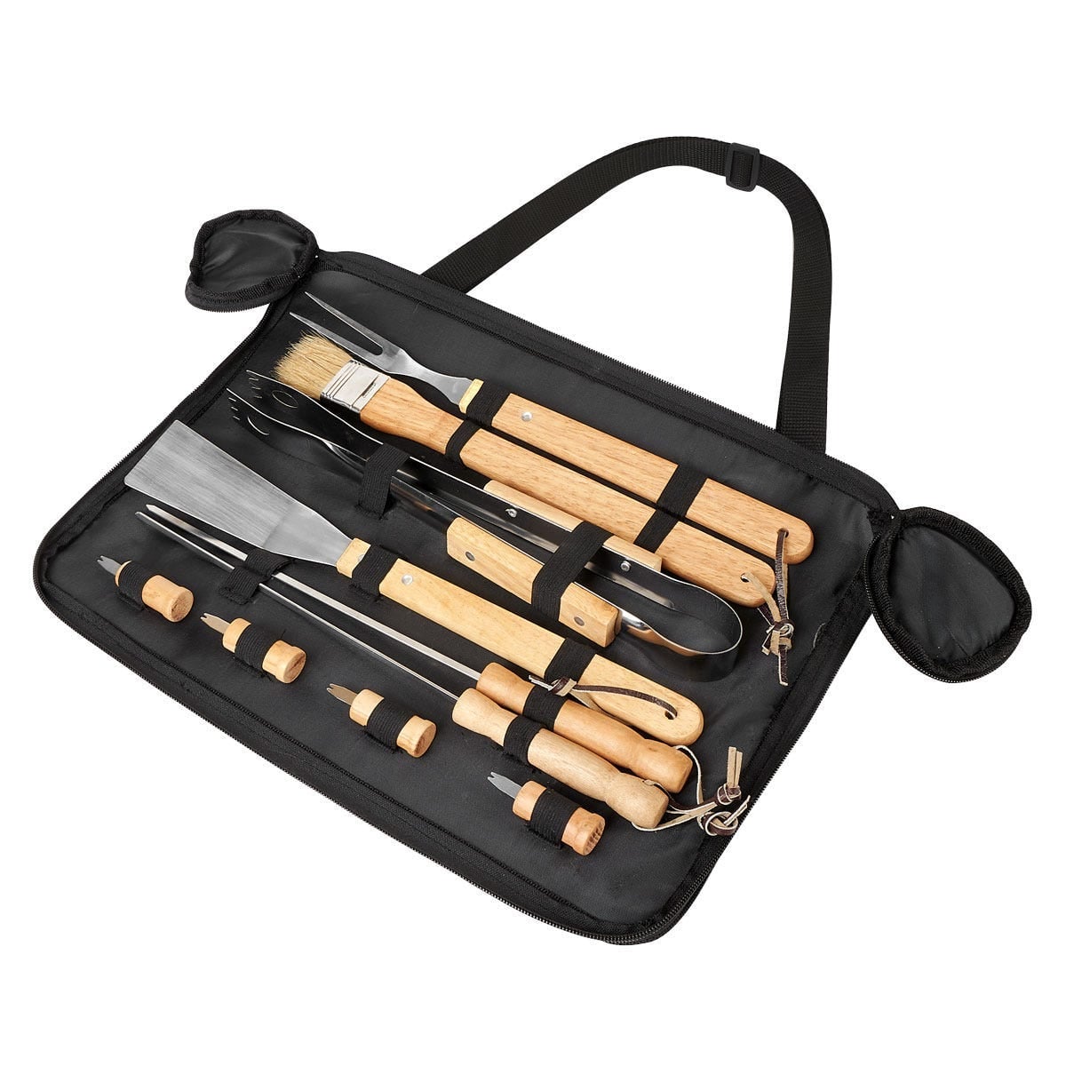 SET ACERO INOXIDABLE Y MADERA CAUCHO UTENSILIOS AACSVAL