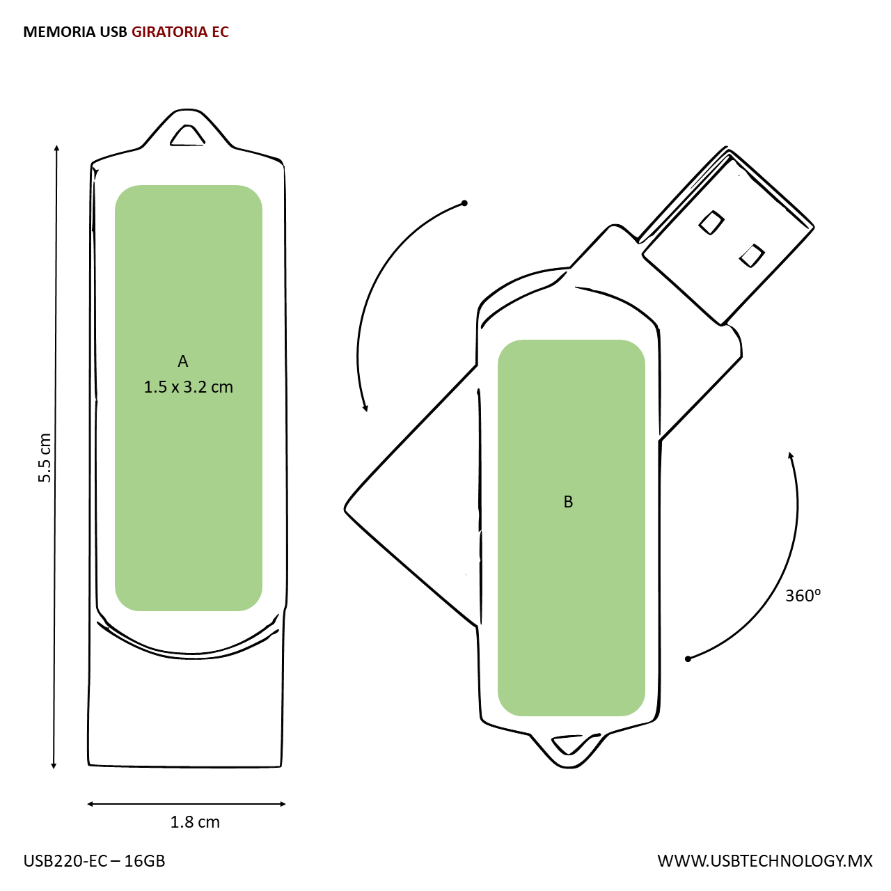 USB PLÁSTICO GIRATORIO 16GB LAEIZM